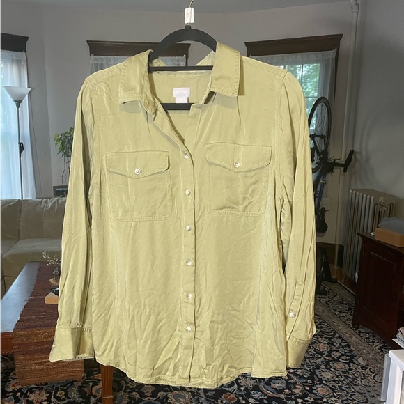 Chico's Tops - Chico's Sandwashed Satin Easy Shirt Sage Green
